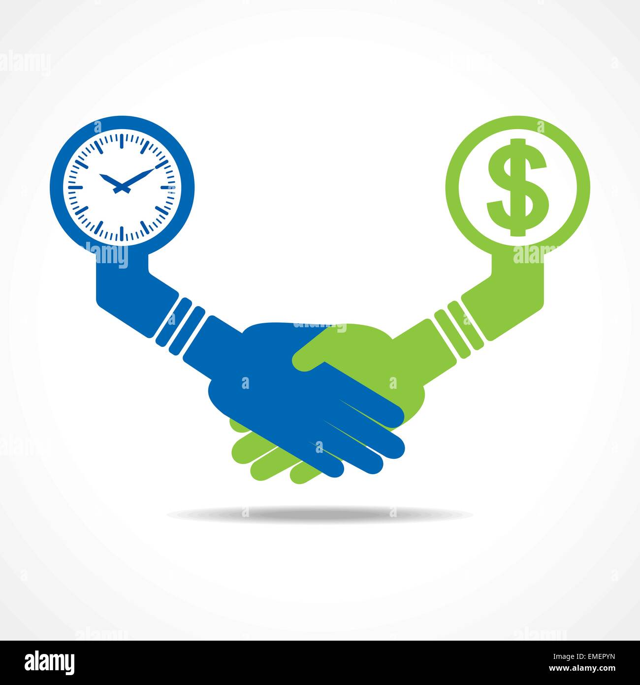 businessmen handshake between men having time and money stock vector ...