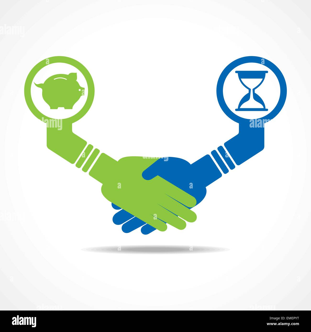 businessmen handshake between men having time and money stock vector ...