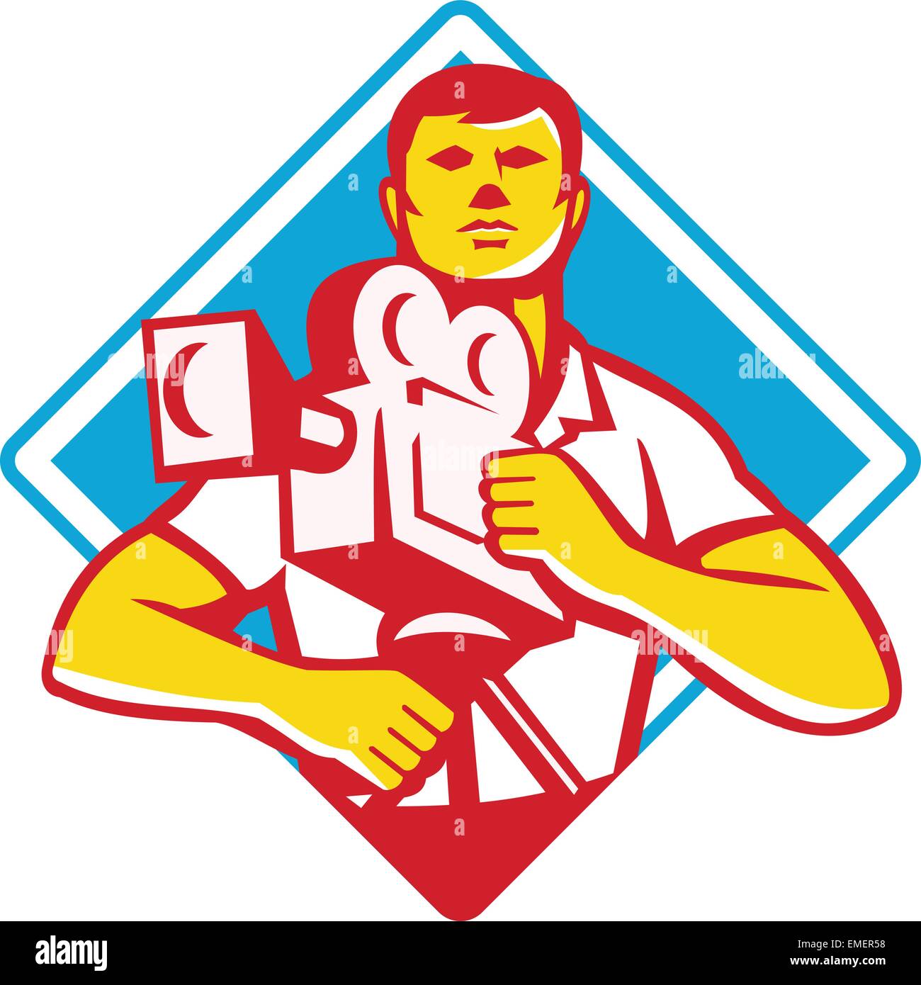 cameraman movie director vintage camera retro Stock Vector Image & Art ...