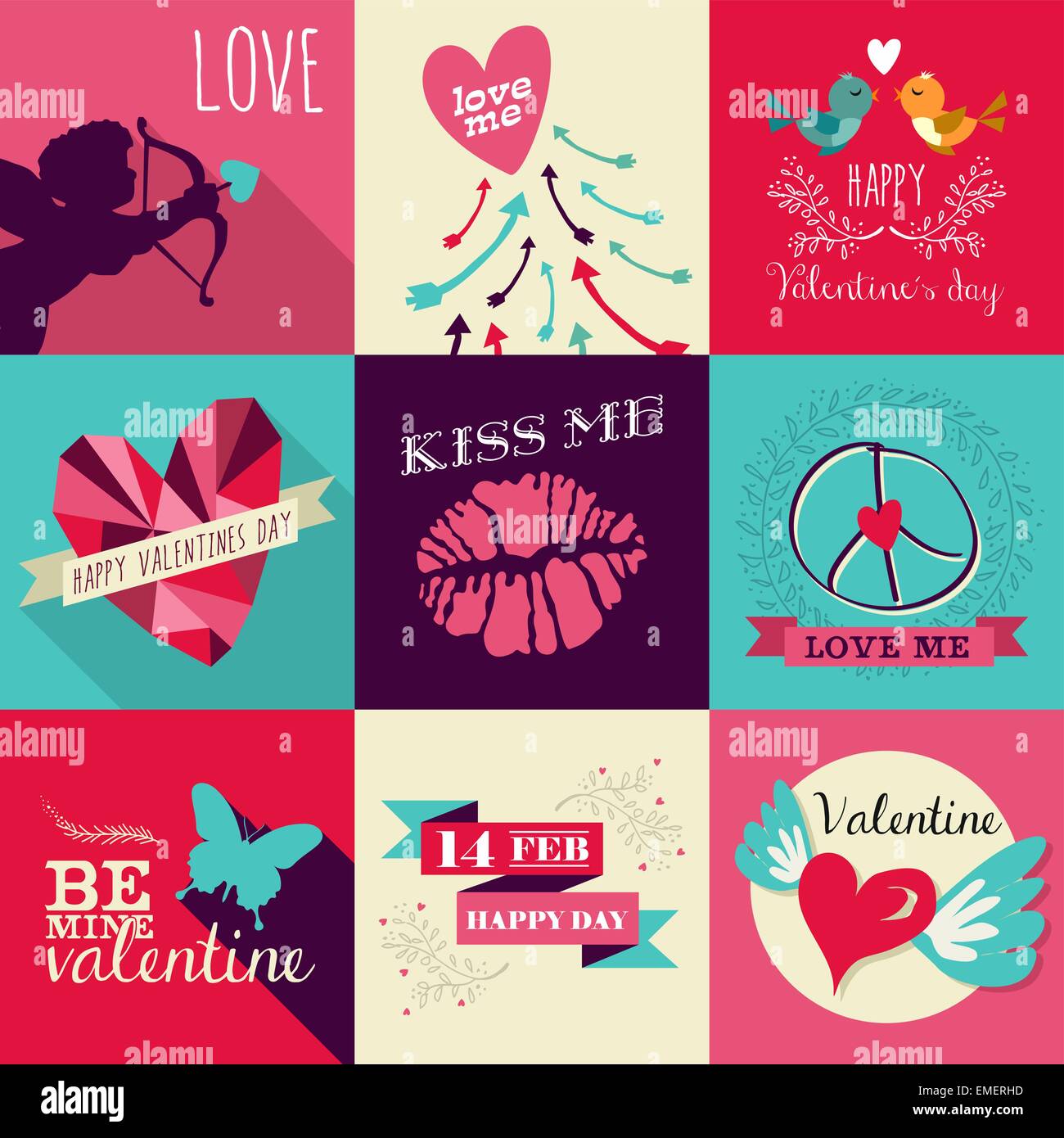 Happy Valentines Day greeting card set Stock Vector Image & Art - Alamy