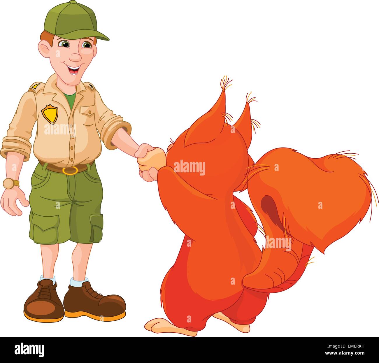 Ranger with squirrel Stock Vector