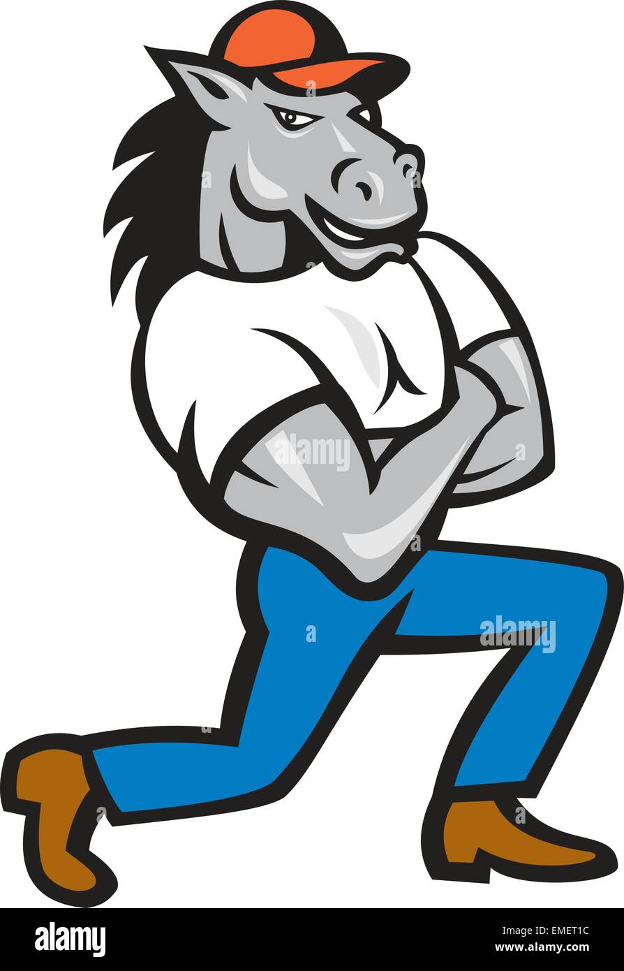 Horse Arms Crossed Kneeling Cartoon Stock Vector Image & Art Alamy