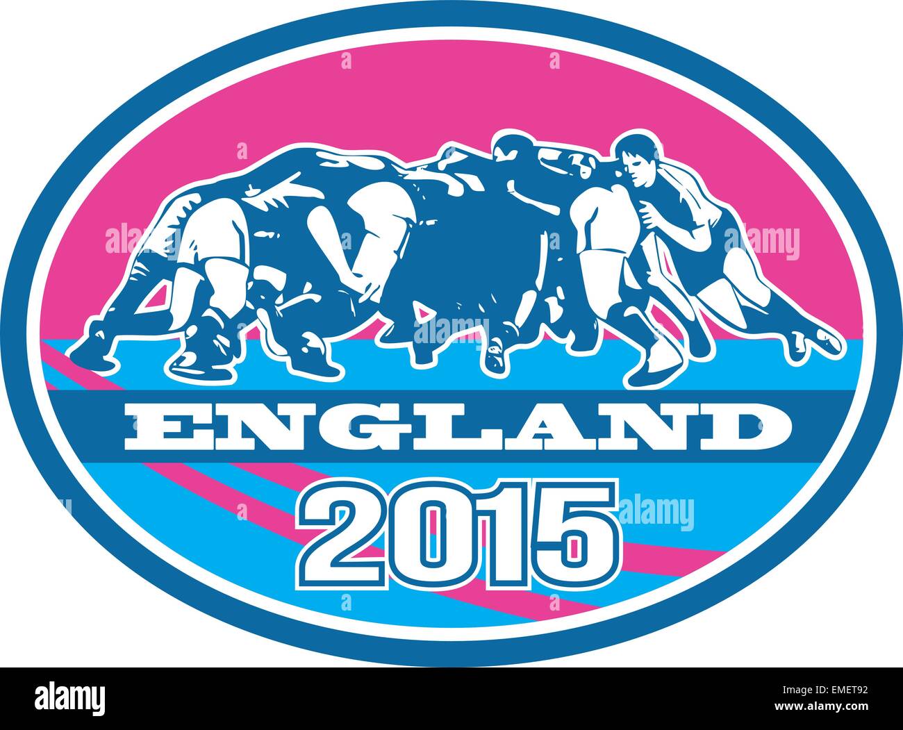 Rugby Scrum England 2015 Oval Stock Vector
