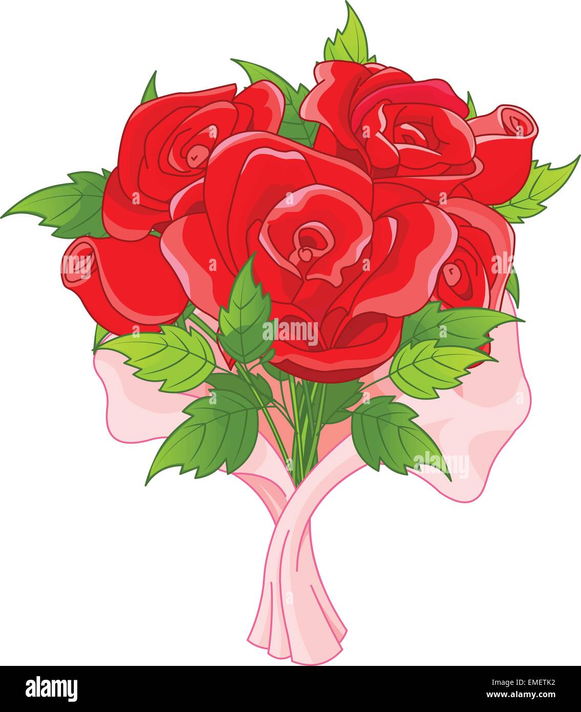 Flowers roses beautiful bouquet Stock Vector Images - Alamy