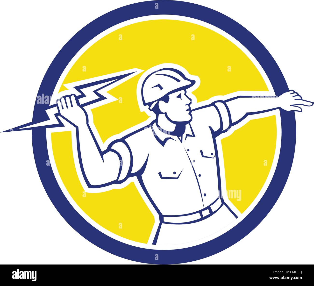 Electrician Holding Lightning Bolt Circle Retro Stock Vector Image ...