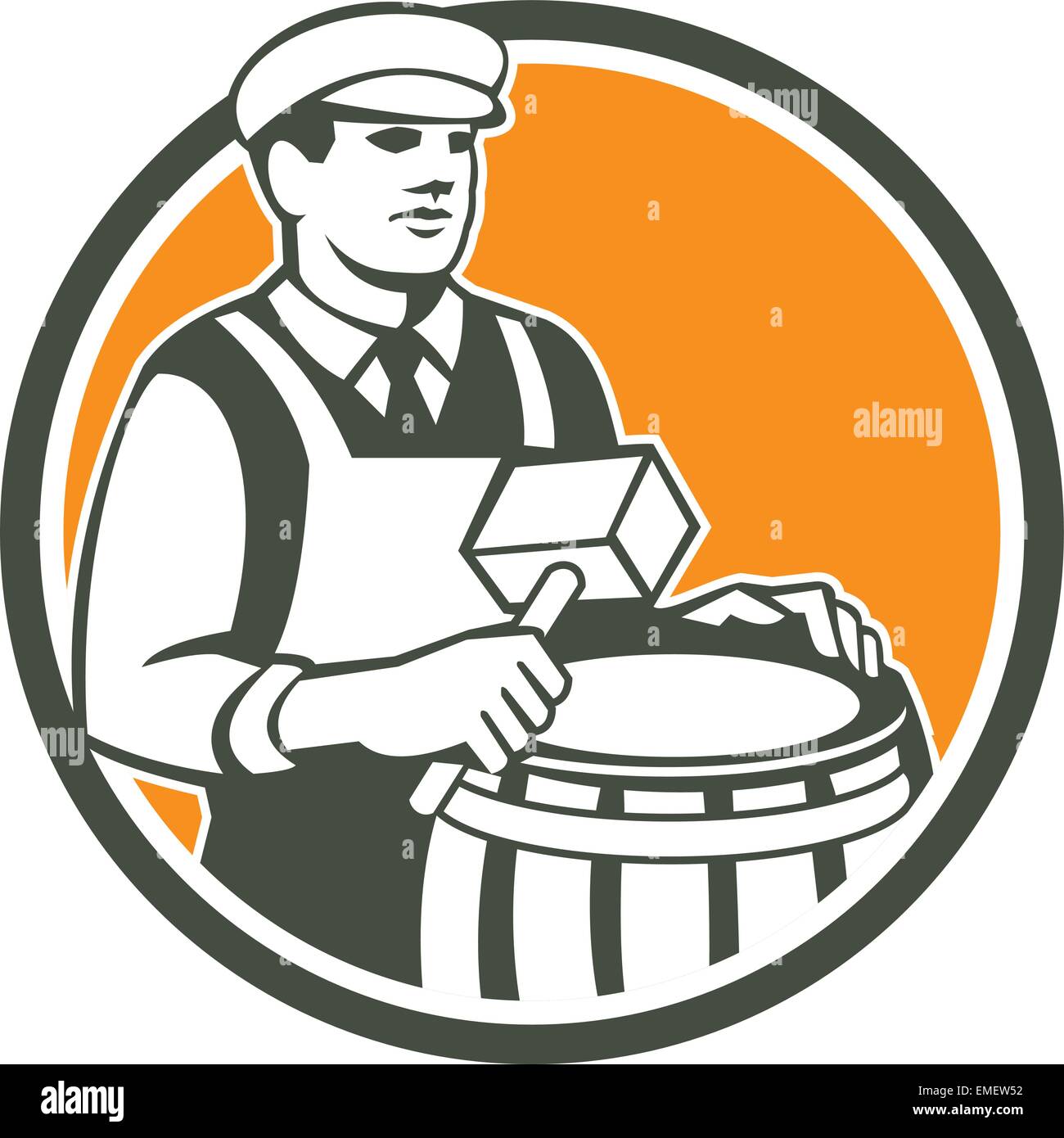 Cooper Barrel Maker Drum Retro Circle Stock Vector Image Art Alamy