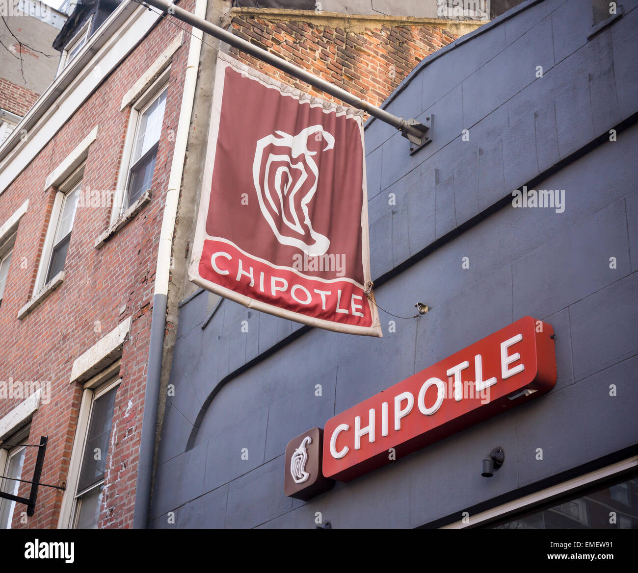 A Chipotle Mexican Grill restaurant in Chelsea in New York on Friday, April 17, 2015. (© Richard B. Levine) Stock Photo