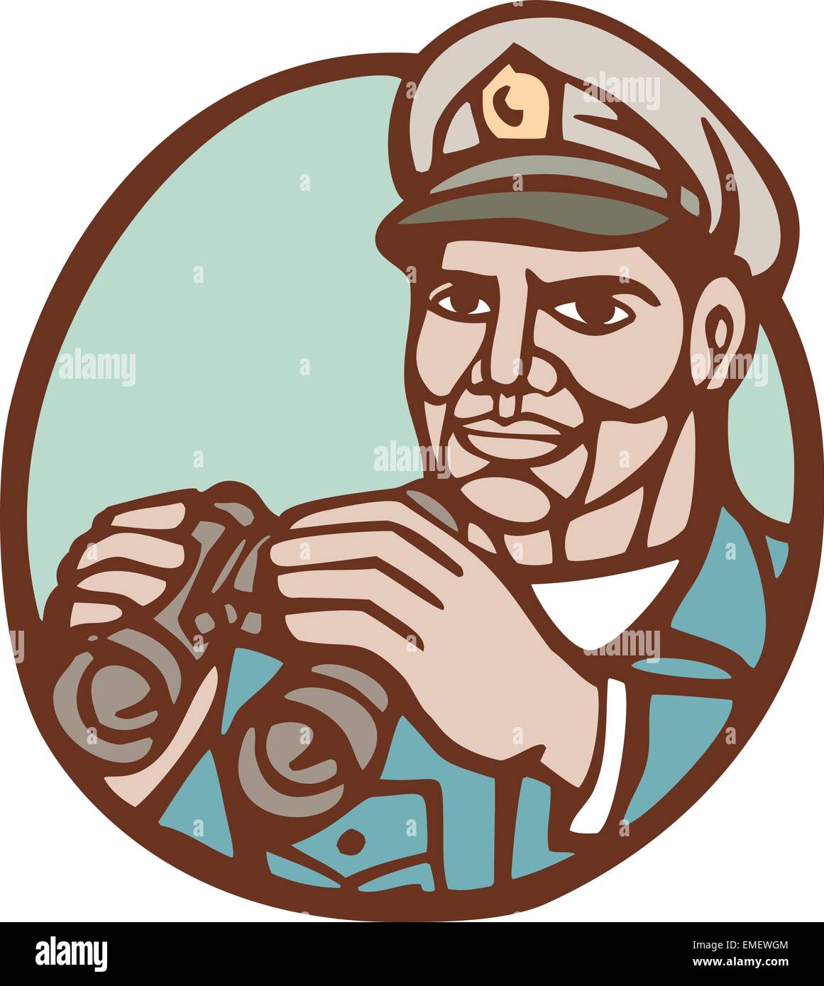 Navy Admiral Binoculars Circle Linocut Stock Vector Image & Art Alamy