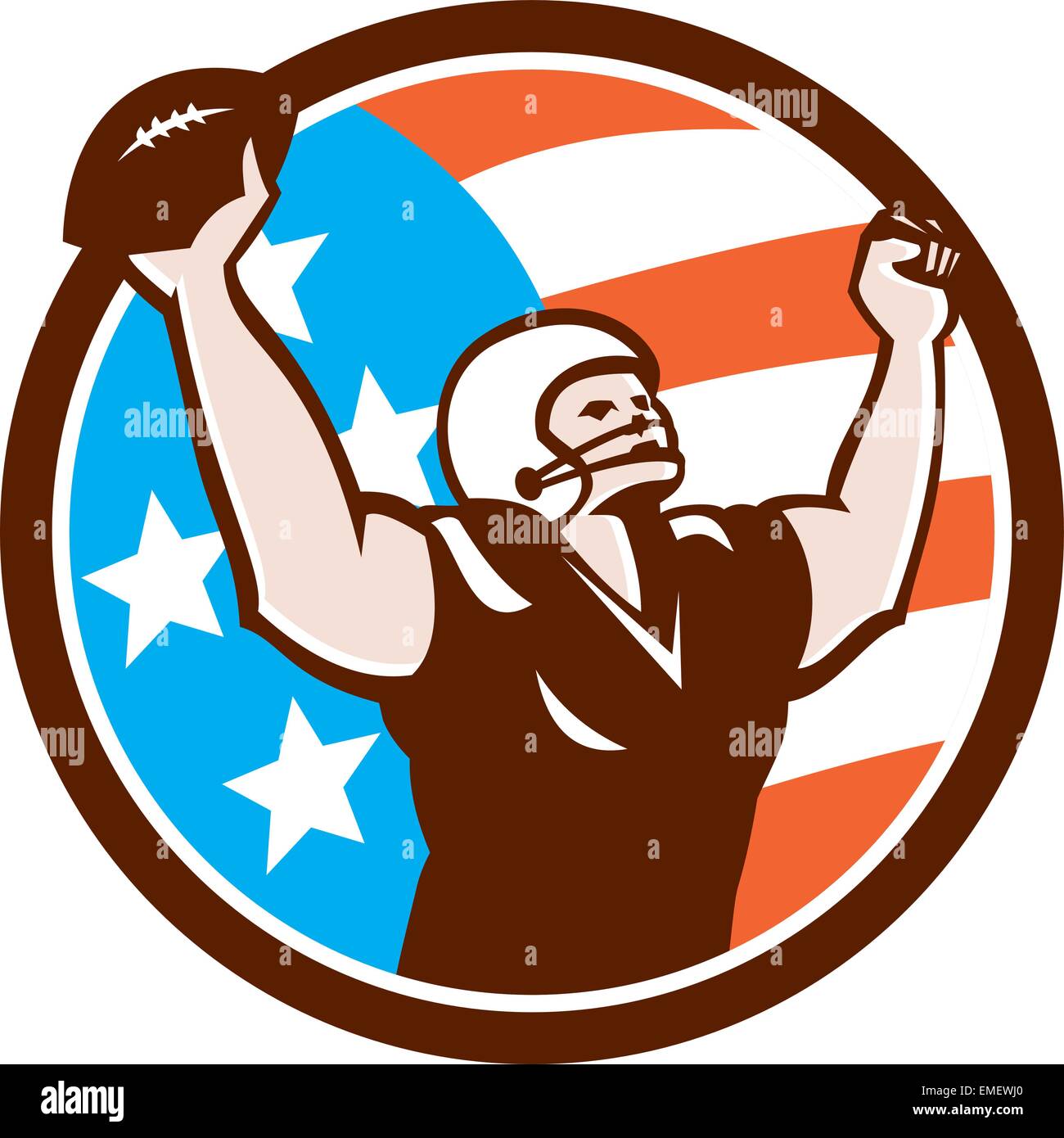 American Football Celebrating Touchdown Retro Stock Vector Image & Art ...