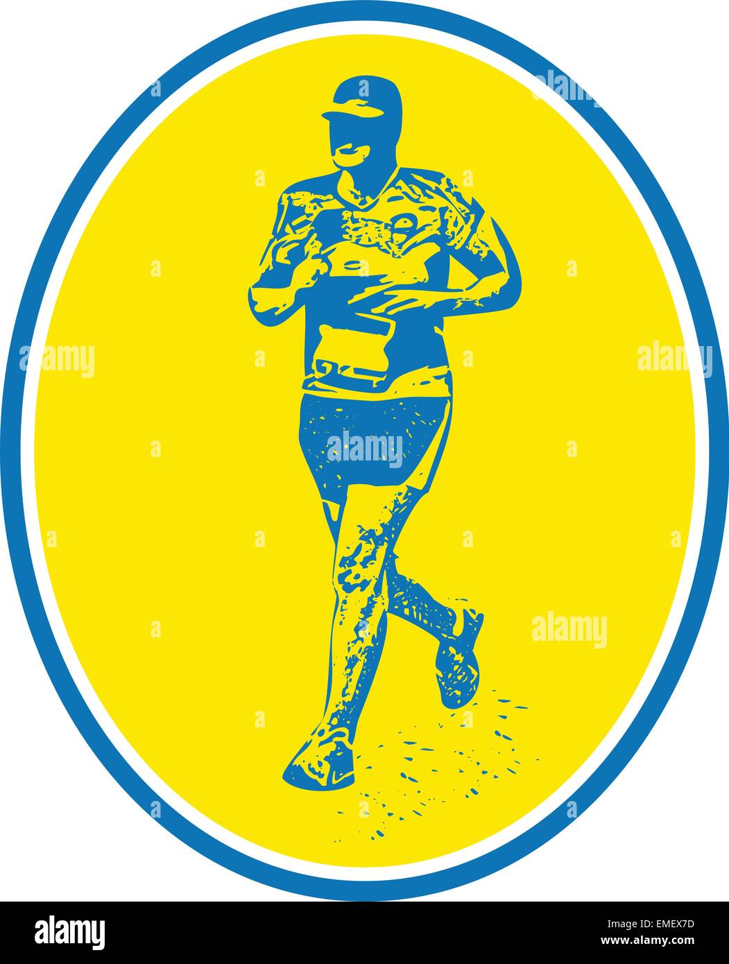 Marathon Runner Running Oval Retro Stock Vector Image & Art Alamy