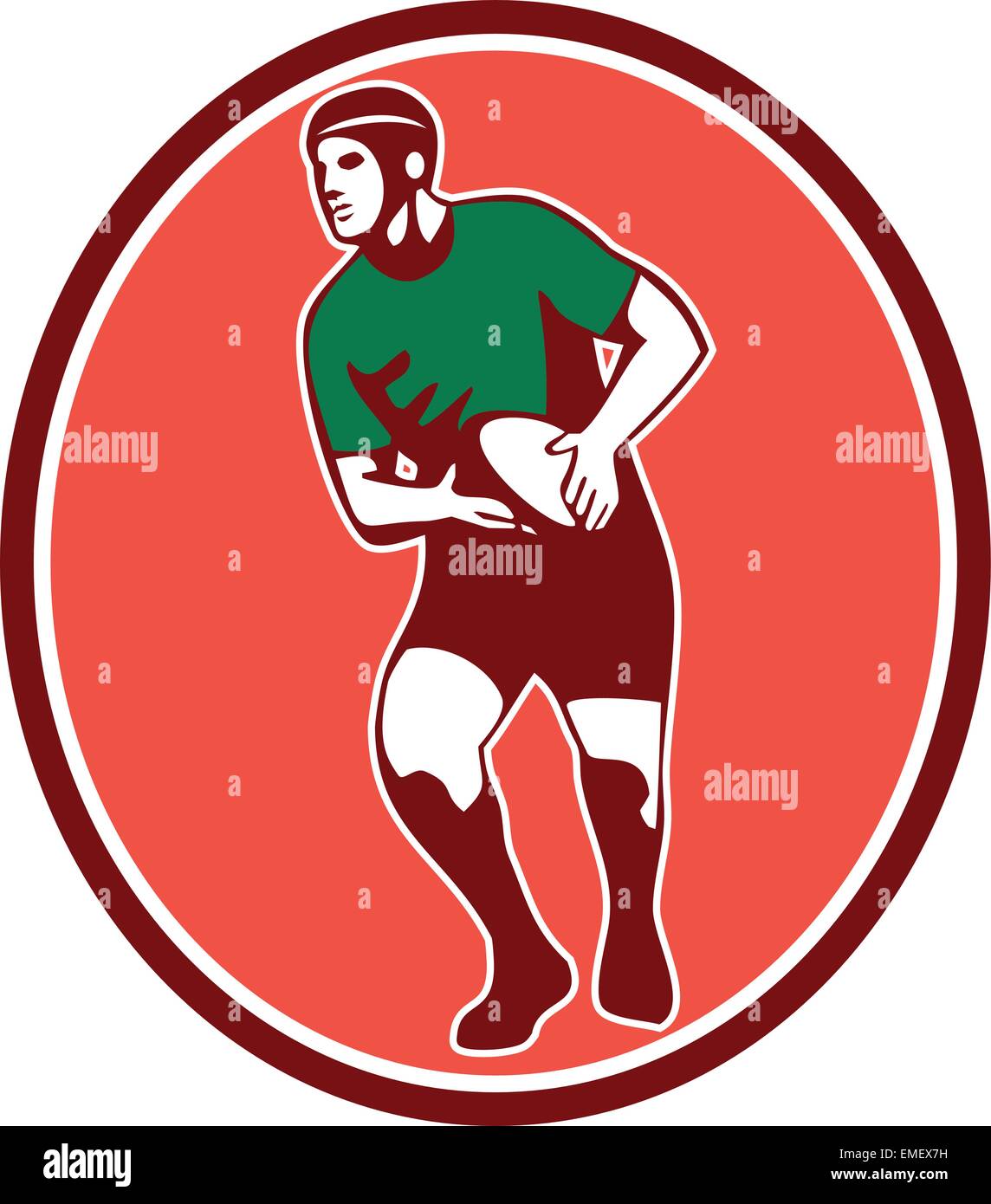 Rugby Player Running Passing Ball Retro Stock Vector Image & Art - Alamy