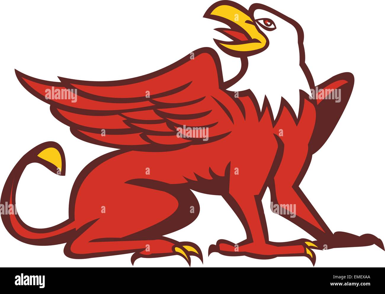 Griiffin Looking Up Side Retro Stock Vector