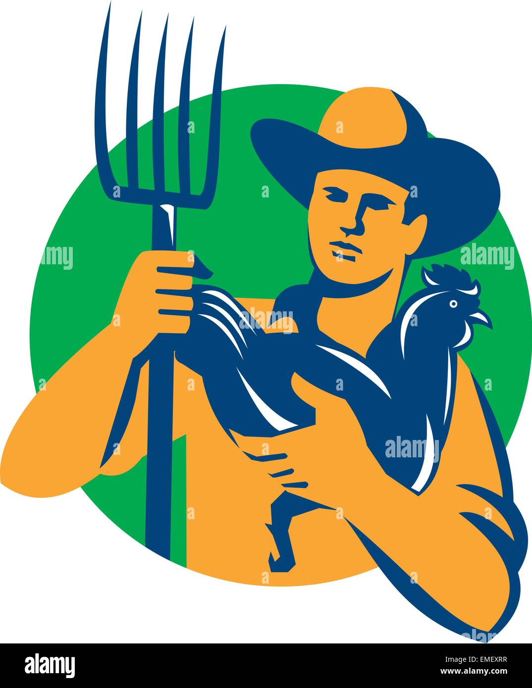 Farmer holding pitchfork Stock Vector Images - Alamy