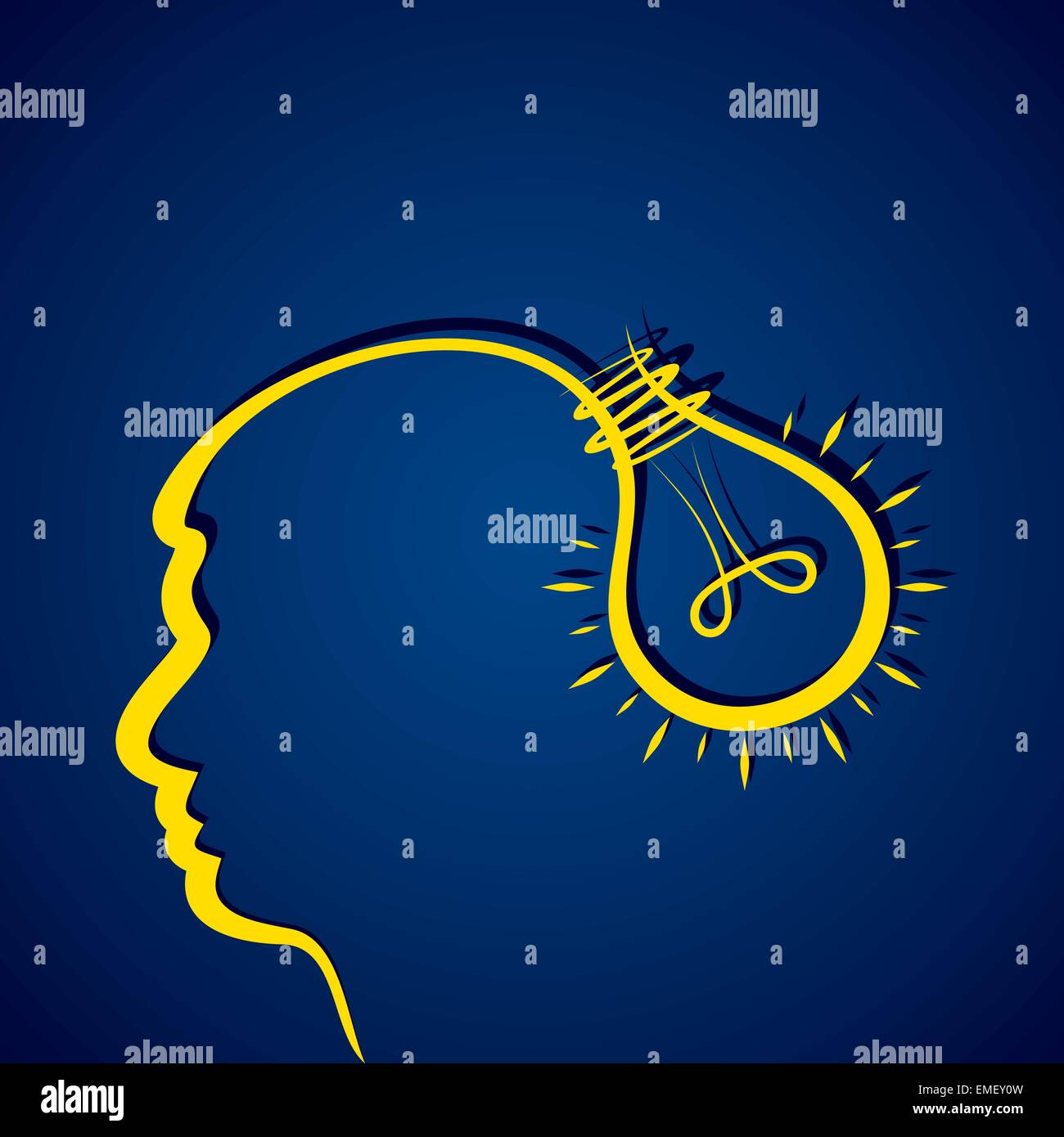 Business idea concept with head and light bulb Stock Vector Image & Art ...