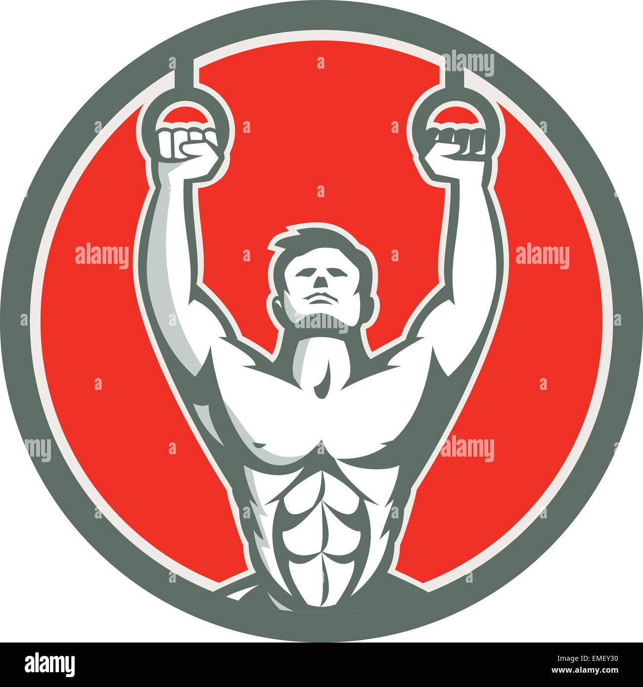 Kipping Muscle Up Cross-fit Circle Retro Stock Vector