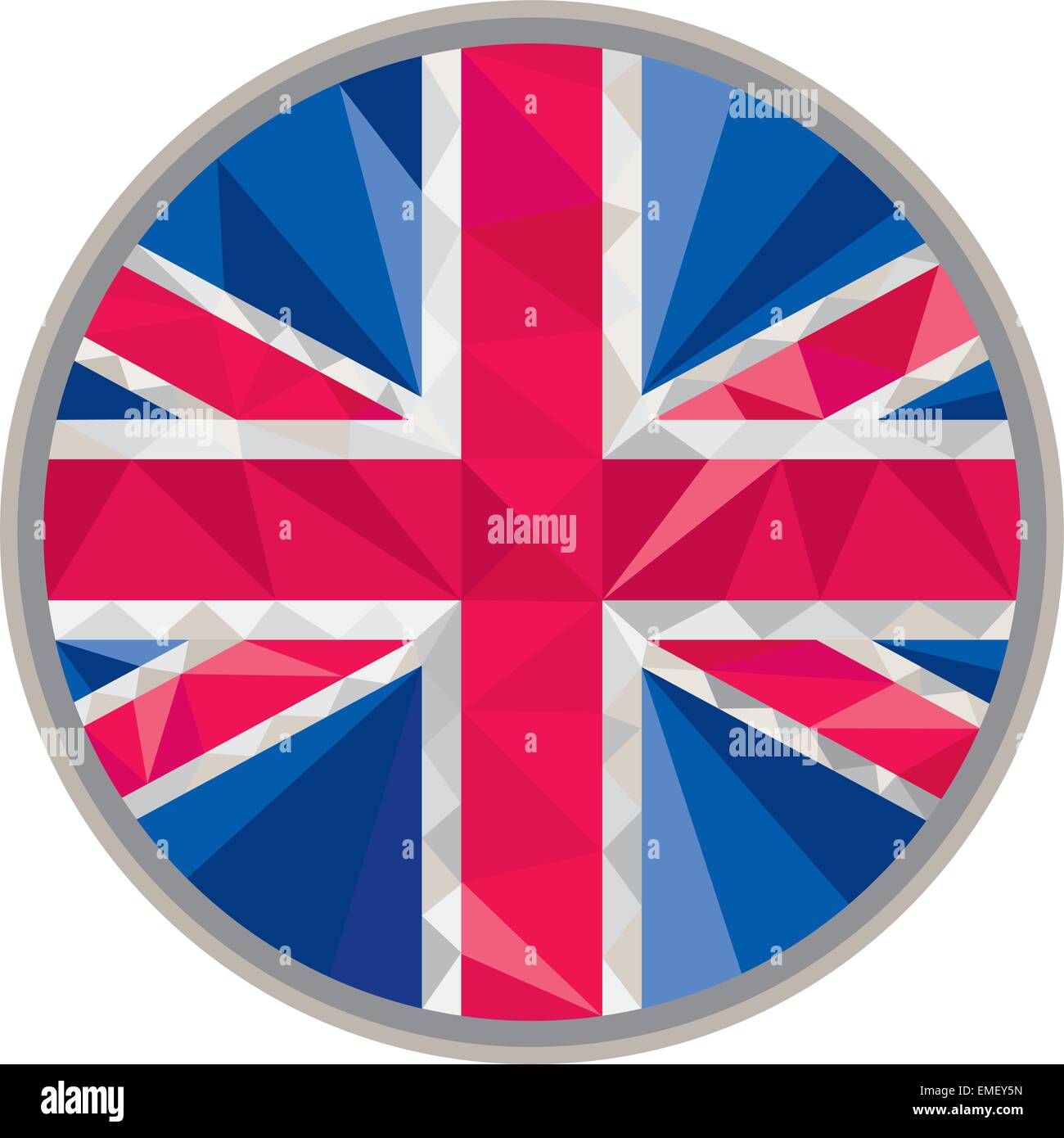 Union Jack UK GB Flag Circle Low Polygon Stock Vector
