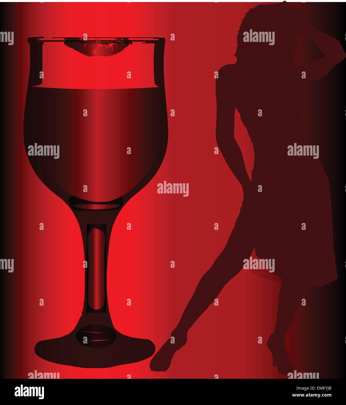 Girl and Lipstick Wine Glass Stock Vector Image & Art Alamy