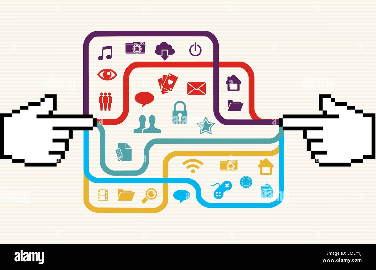 Social media connection hand concept Stock Vector Image & Art - Alamy