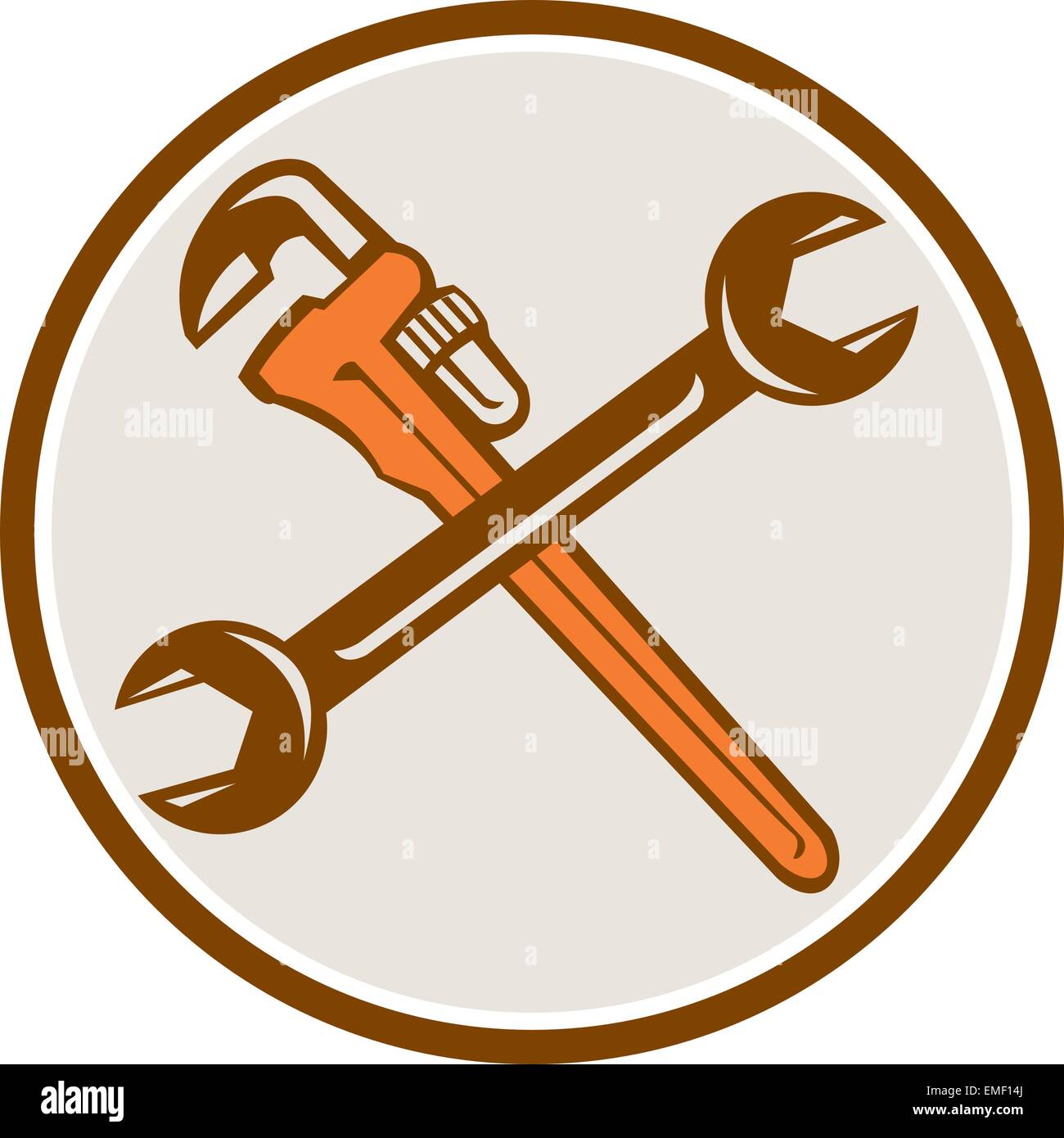 Spanner Monkey Wrench Crossed Circle Retro Stock Vector Image & Art Alamy