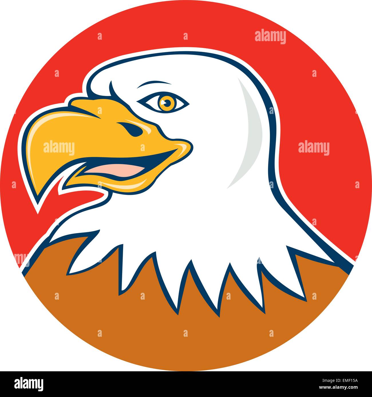 American Bald Eagle Head Smiling Circle Cartoon Stock Vector Image ...