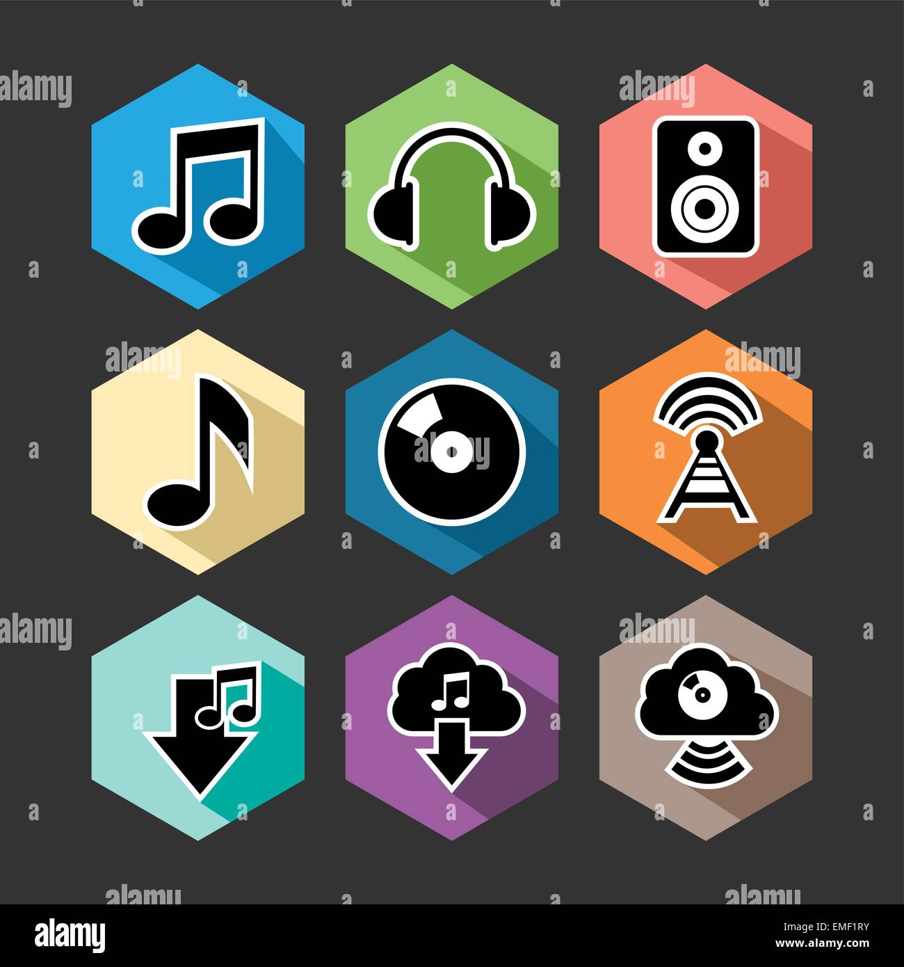 Flat music icon set Stock Vector Images Alamy