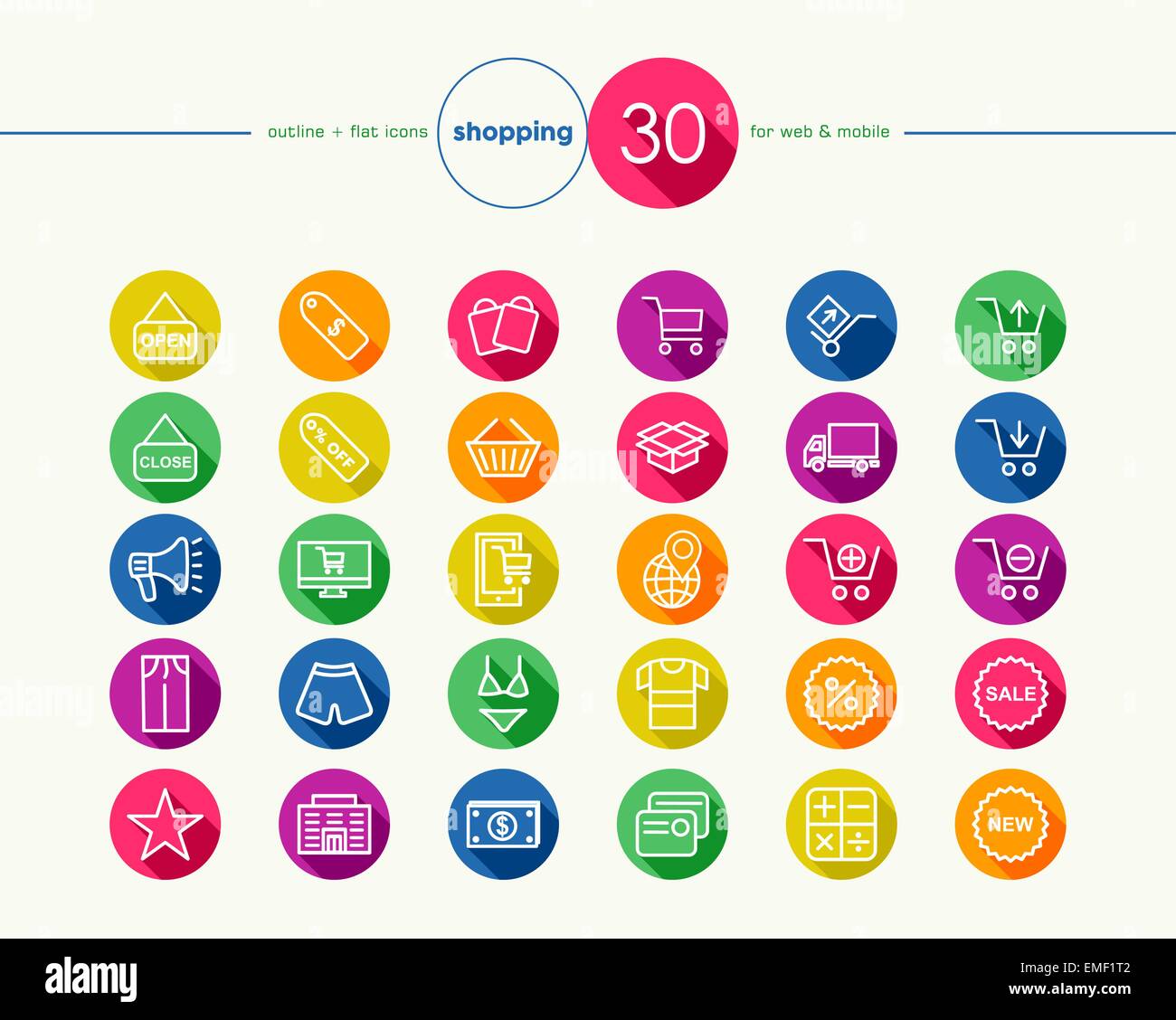 Shopping flat icons set Stock Vector Image & Art - Alamy