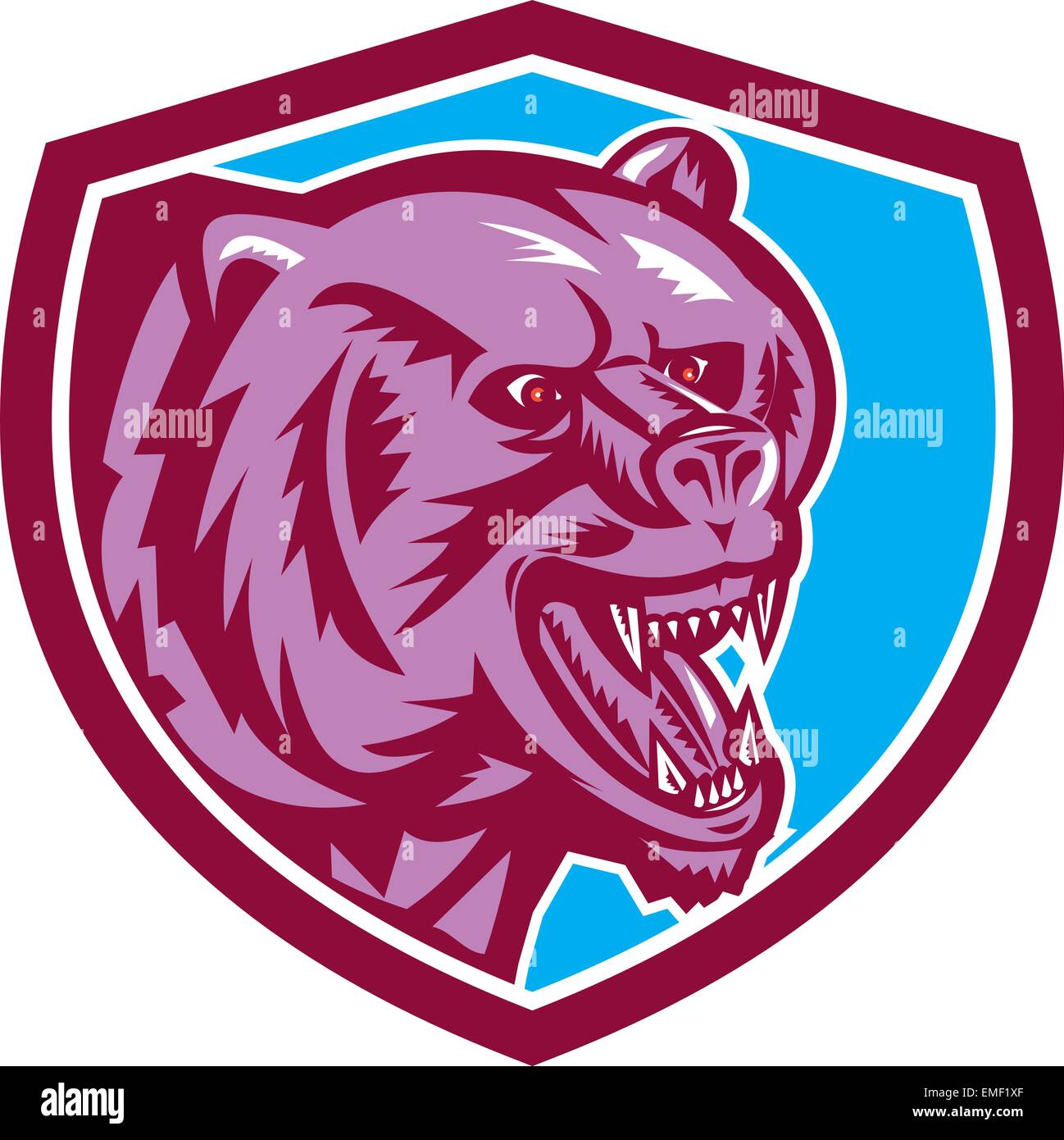 Grizzly Bear Angry Head Shield Retro Stock Vector Image & Art Alamy