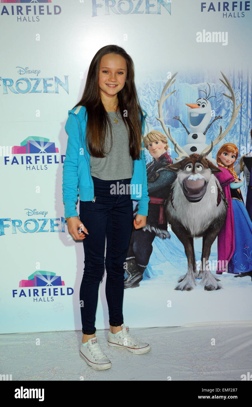 London,UK,1 November 2014,Isabelle Allen attends VIP Gala Screening Frozen sing along at Fairfield Halls Croydon to celebrate launch their new big screen. Stock Photo