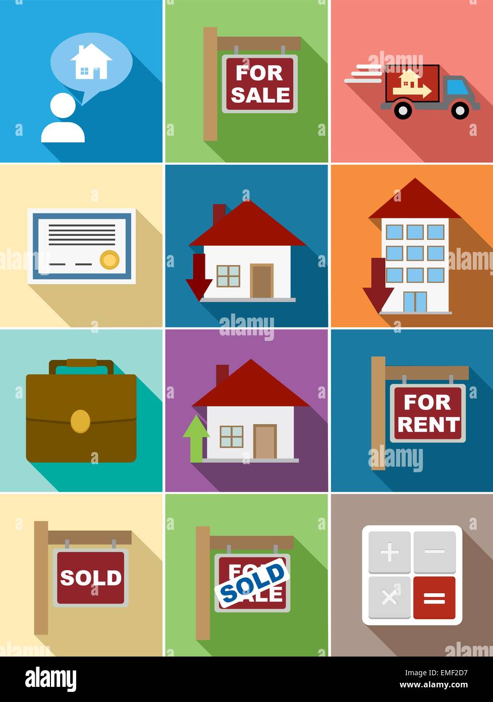 Real Estate flat icons set design Stock Vector Image & Art - Alamy