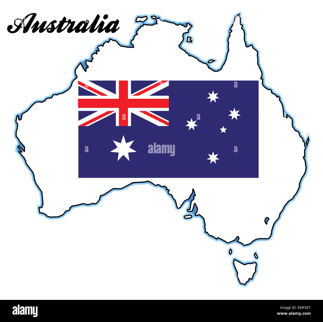 Australia Map and Flag Stock Vector