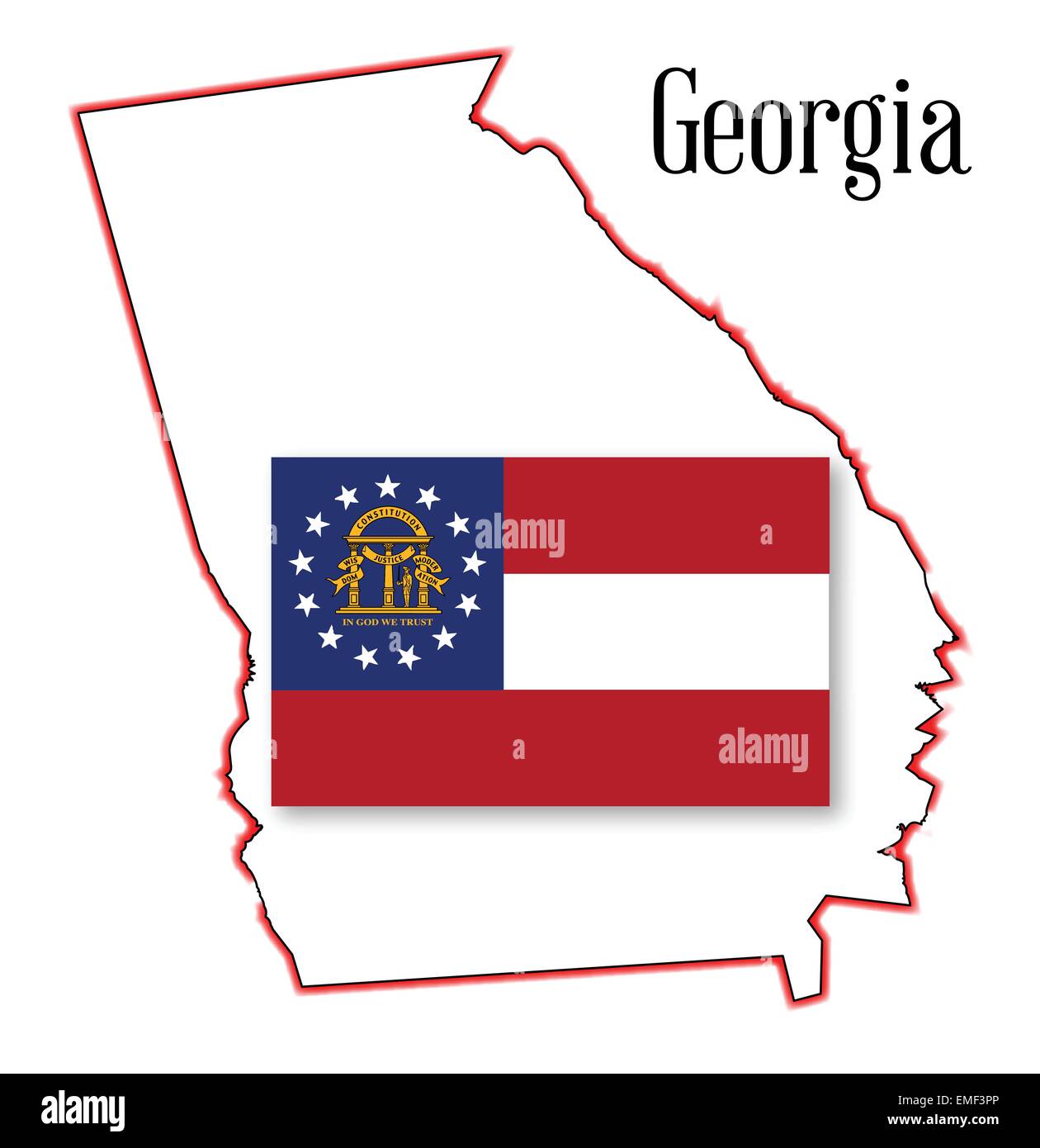 Georgia State Map and Seal Stock Vector
