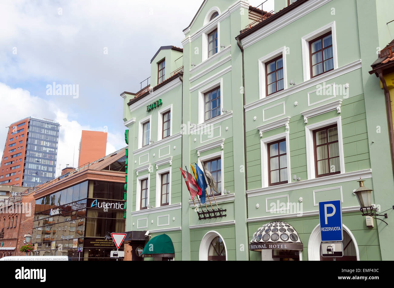 Klaipeda Lithuania  Old Town Skyline with modern New Town buildings Stock Photo