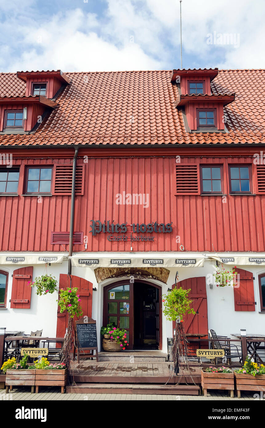 Klapeda Lithuania Bar and Restaurant near cruise harbor featuring Svyturys  Klaipeda brewed beer Stock Photo