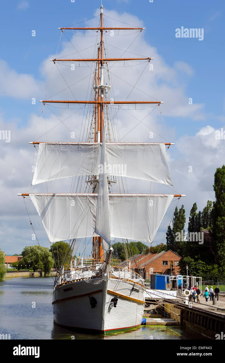 The Meridianas tall sailing ship on the Dane River Klaipeda Lithuania Old Town Stock Photo