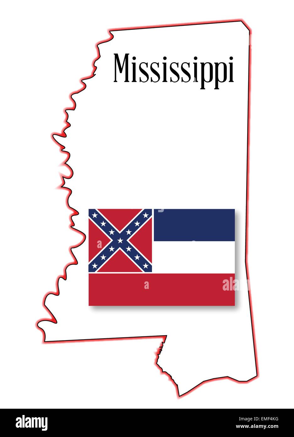 Mississippi State Map and Flag Stock Vector