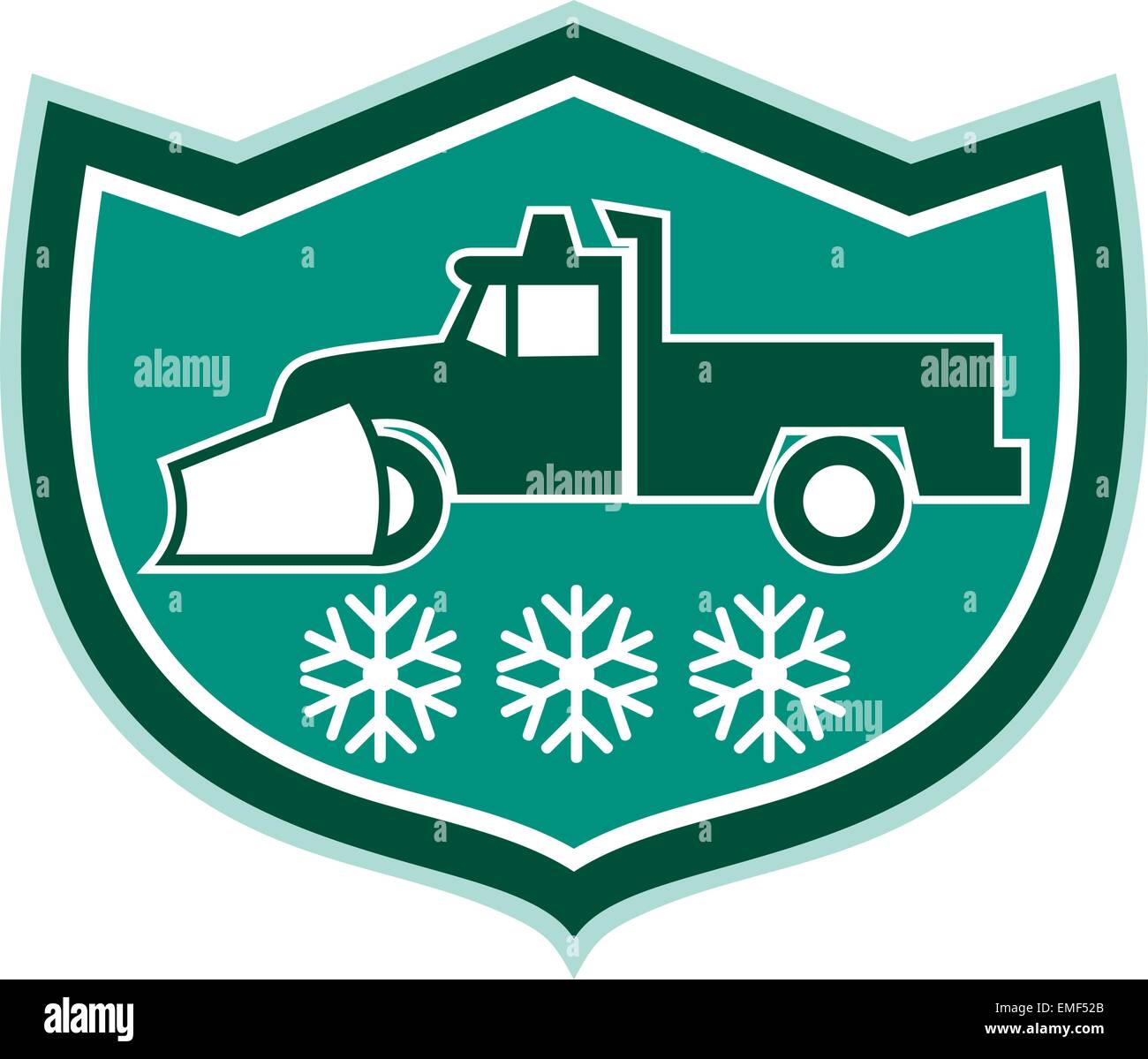 Snow Plow Truck Snowflakes Shield Retro Stock Vector Image & Art Alamy