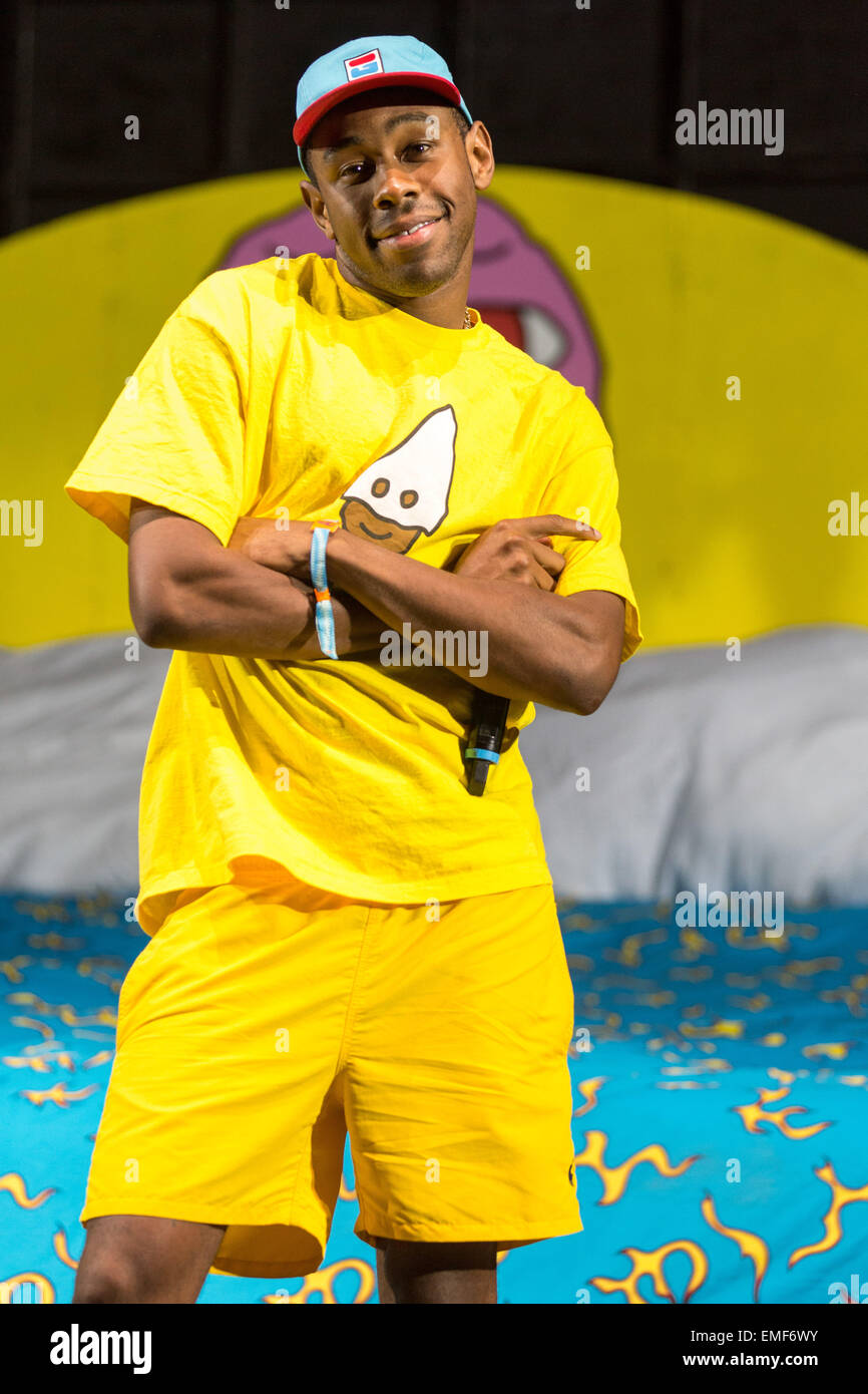 Indio, California, USA. 18th Apr, 2015. Rapper TYLER, THE CREATOR performs  live during the three day Coachella Music and Arts Festival at Empire Polo  Club in Indio, California © Daniel DeSlover/ZUMA Wire/Alamy