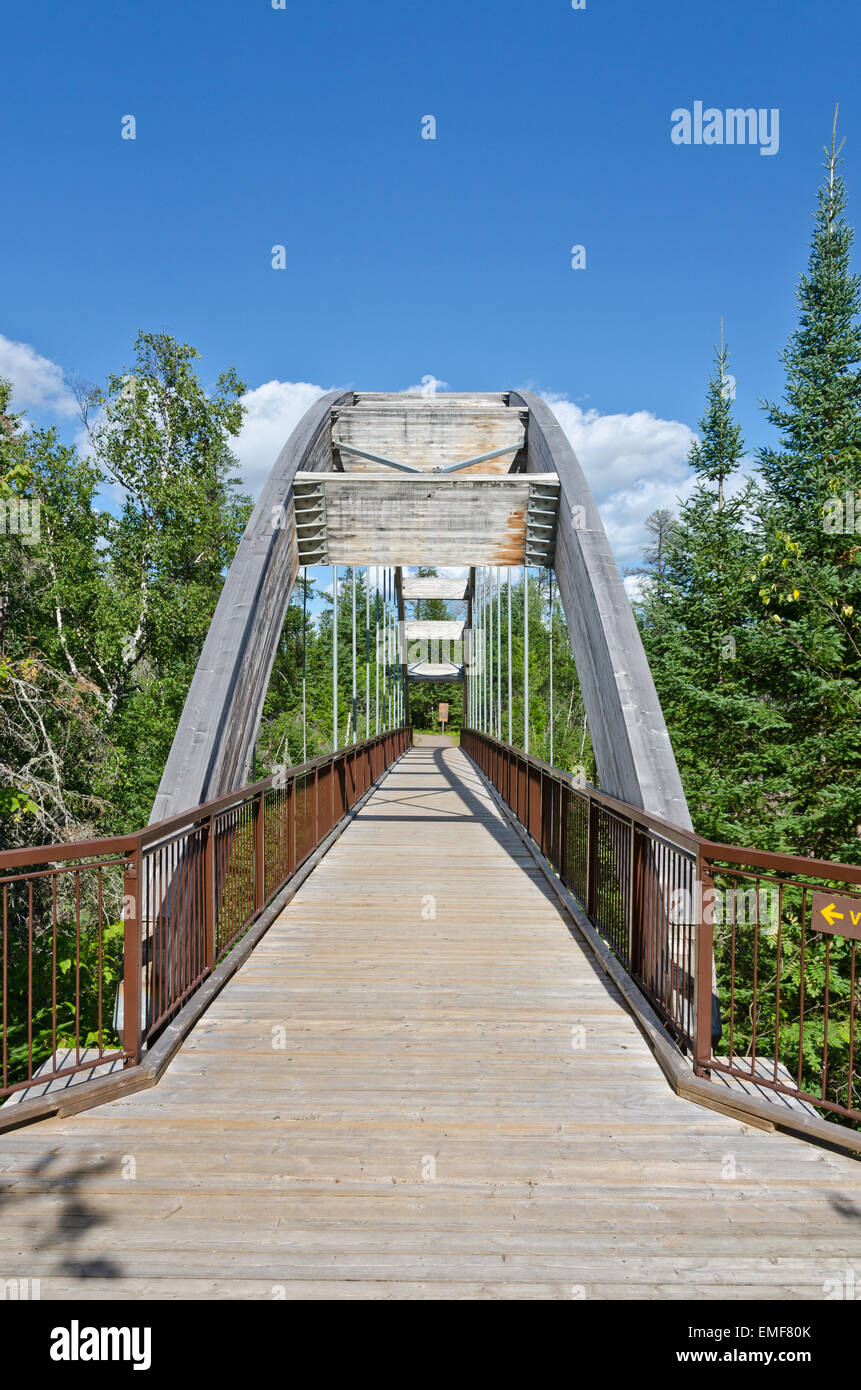 Curved wooden bridge in Ouimet Canyon near Thunder bay Stock Photo Alamy