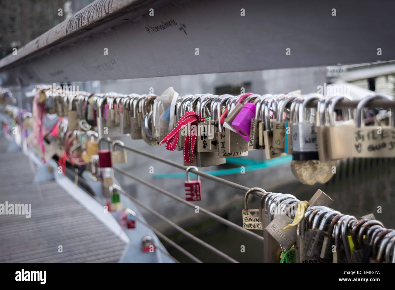 Padlocks on a bridge in Melbourne, Australia Stock Photo