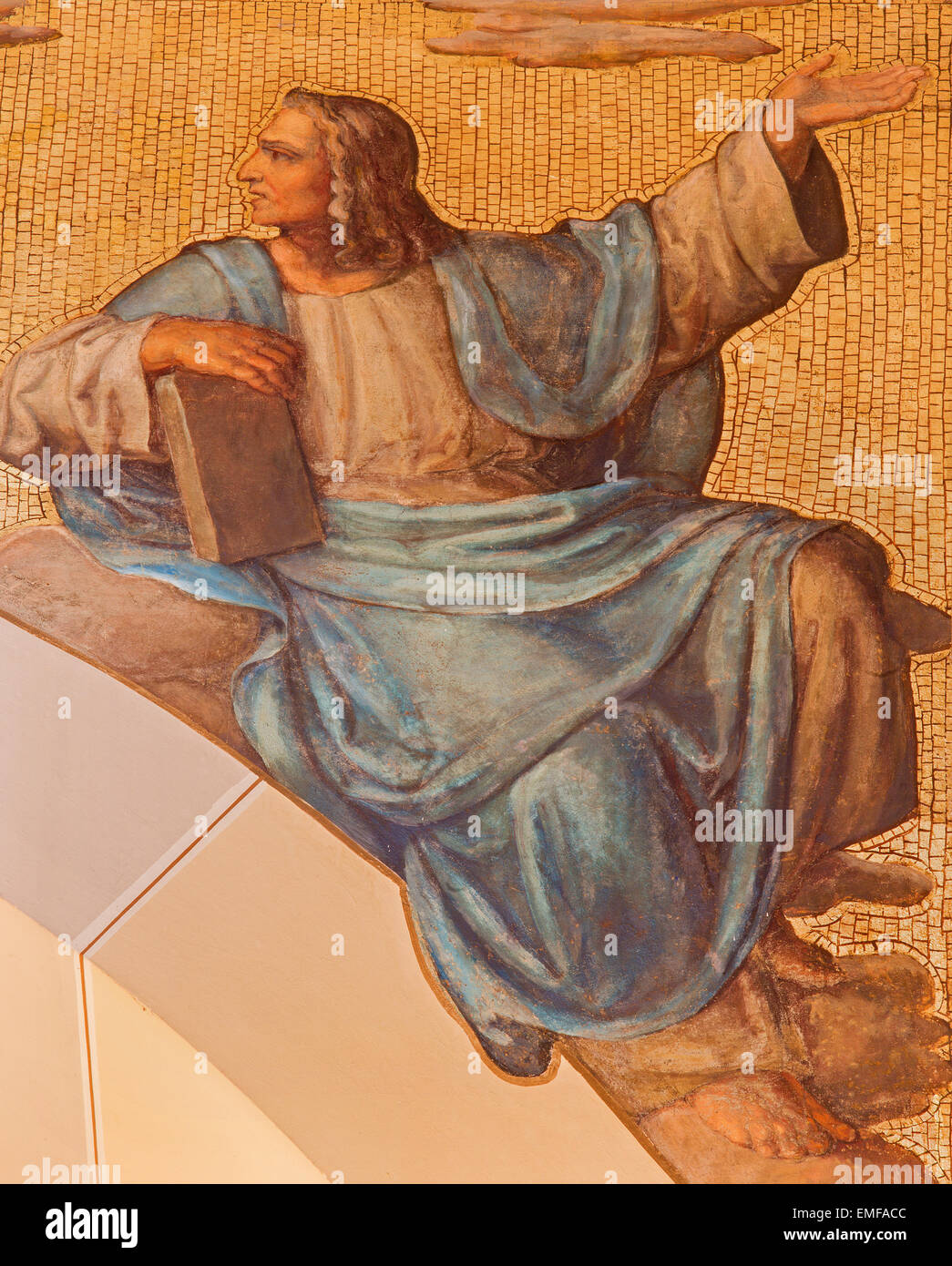 Vienna - The fresco of prophet Daniel by Josef Kastner the younger from 20. cent in the church Muttergotteskirche. Stock Photo