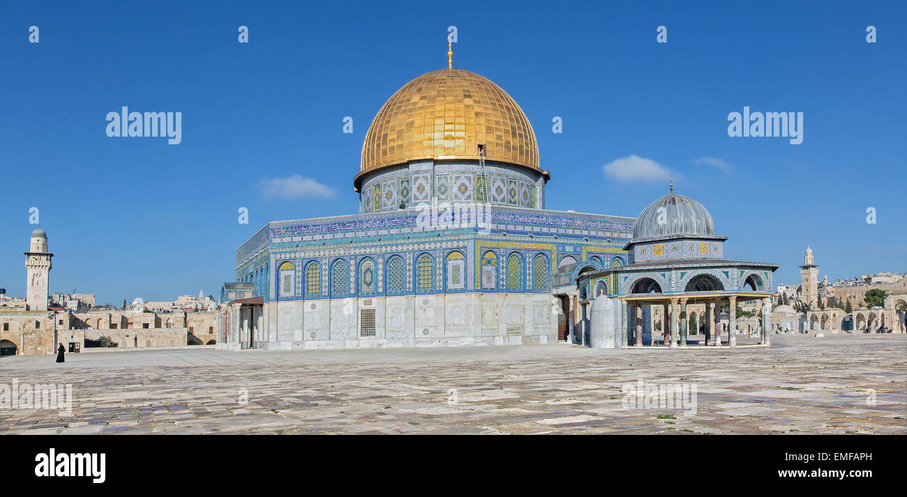 JERUSALEM, ISRAEL - MARCH 5, 2015: The Dom of Rock on the Temple Mount in the Old City. Stock Photo