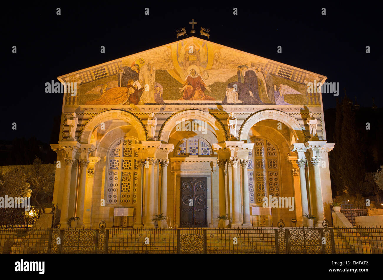 JERUSALEM, ISRAEL - MARCH 3, 2015:  The Church of All Nations (Basilica of the Agony) Stock Photo