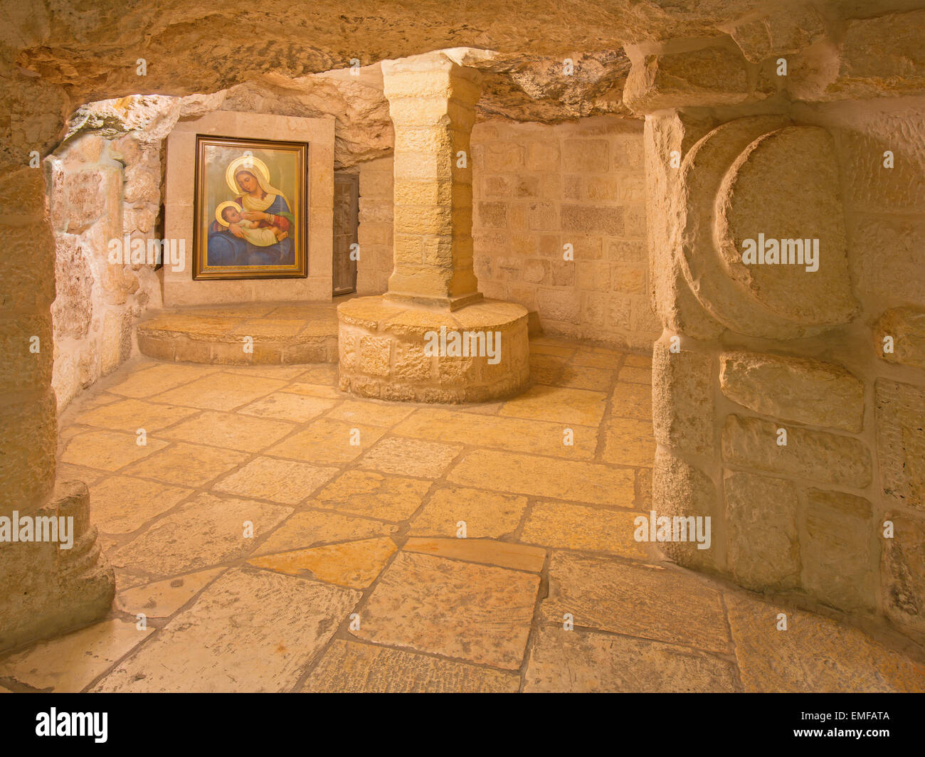 BETHLEHEM, ISRAEL - MARCH 6, 2015: The cave of "Milk Grotto" chapel. Stock Photo