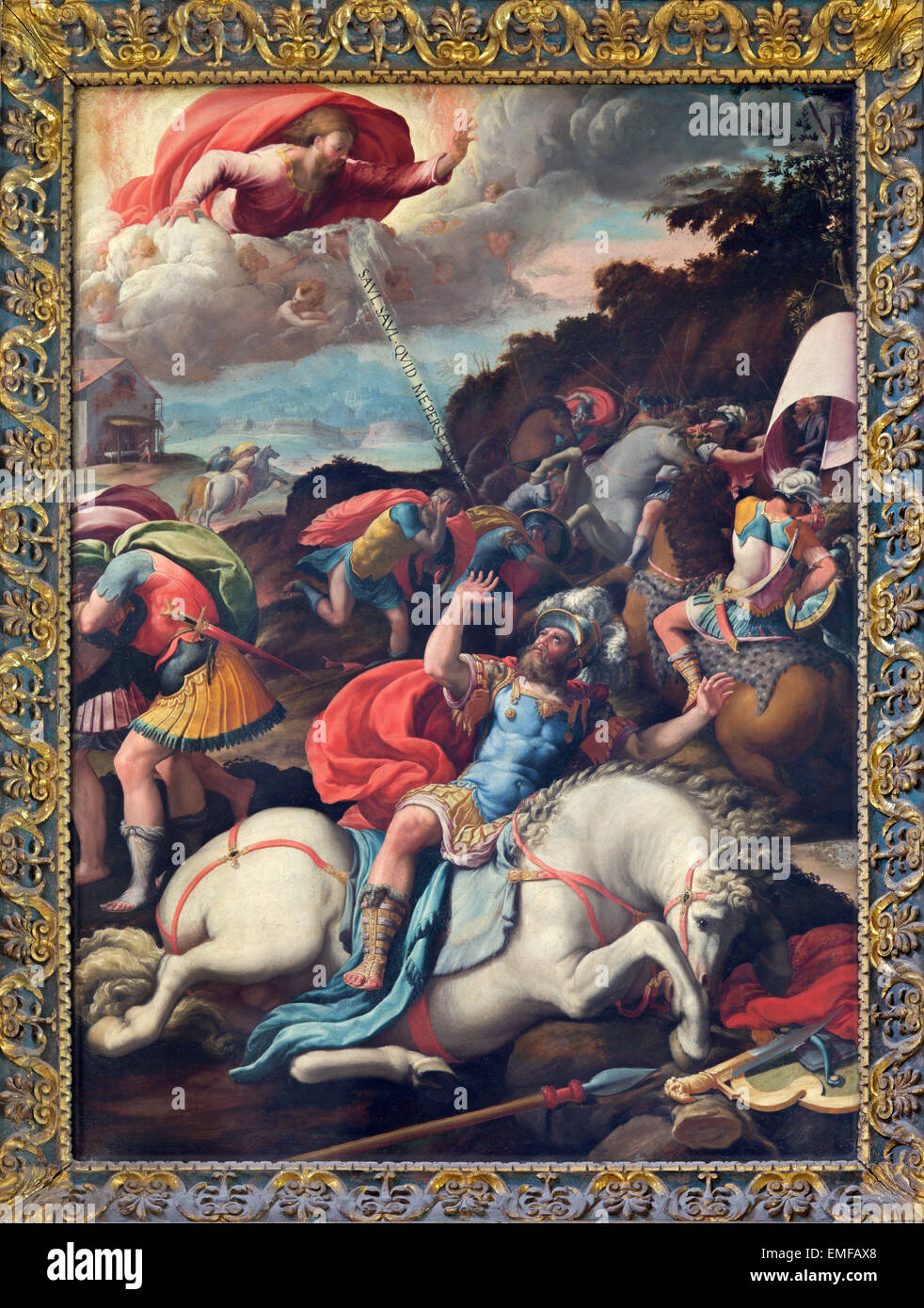 ROME, ITALY - MARCH 25, 2015: The Conversion of st. Paul painting of Marco da Siena (1545) in church Santo Spirito in Sassia. Stock Photo