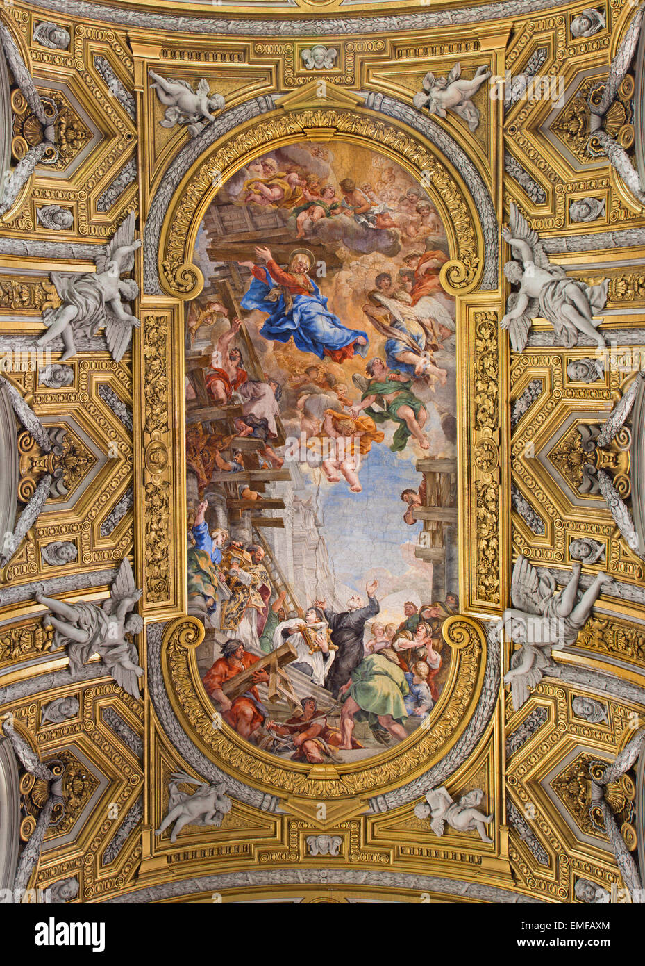 Rome Italy March 26 2015 The Baroque Ceiling Fresco Miracle