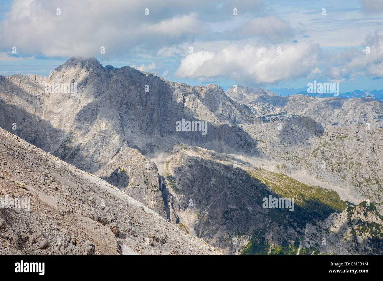 Alps - Outlook from ascent to Watzmann to Hochkalter peak Stock Photo