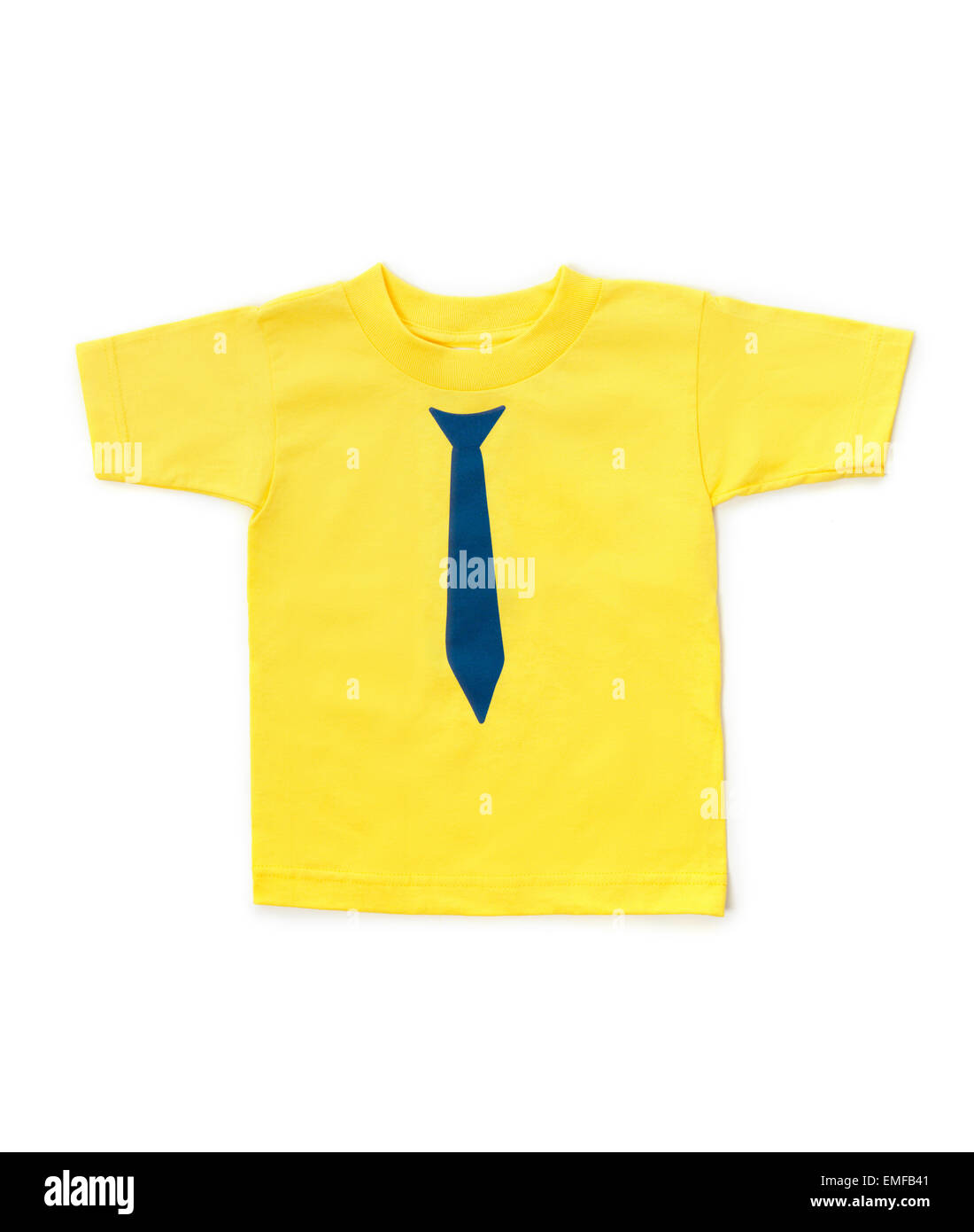 Cute yellow childrens t-shirt with necktie design isolated on white background Stock Photo