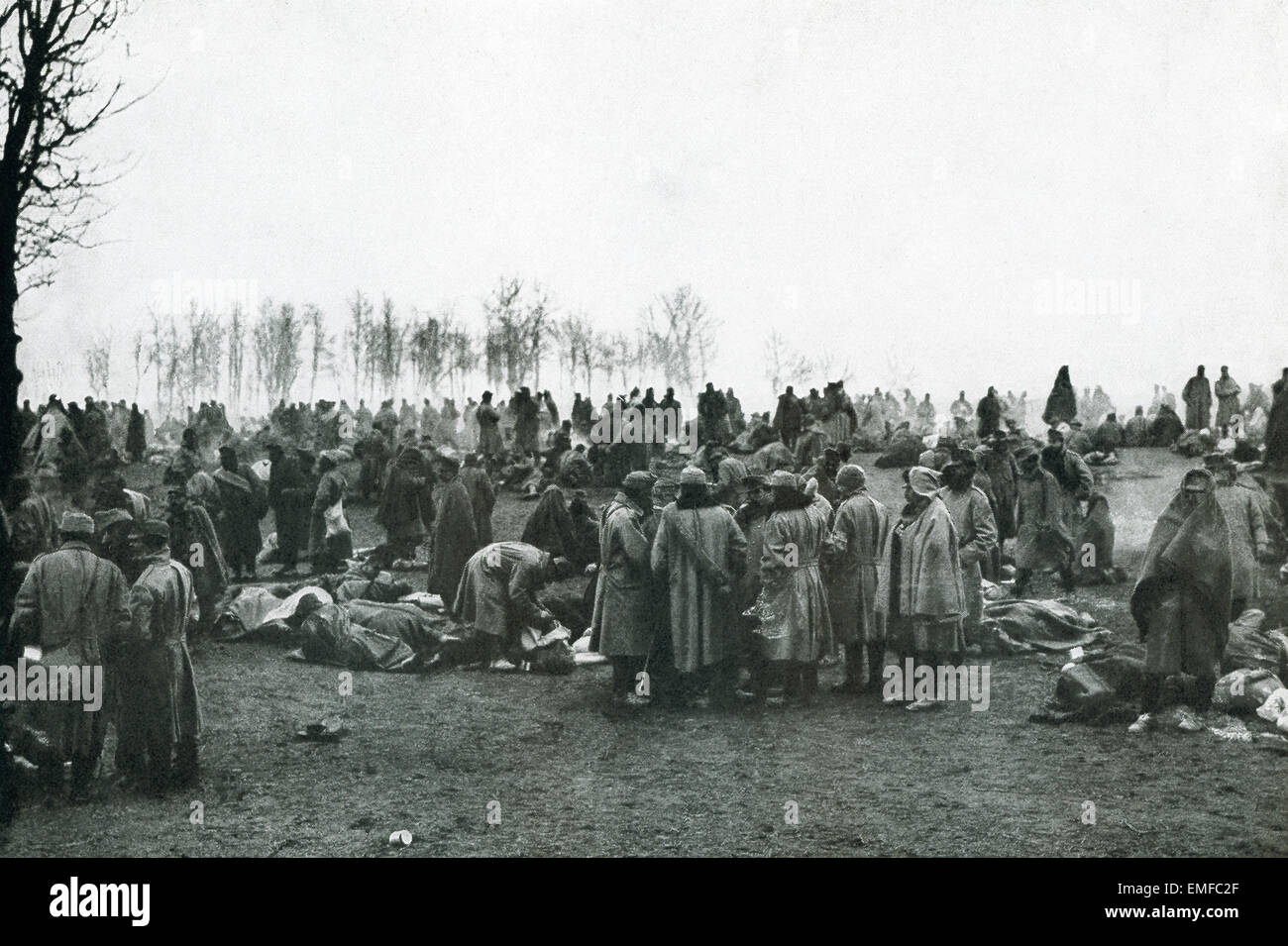 In this photo from World War I are Austrian prisoners of war who were captured in the Carpathians, a range of mountains that stretch across Central and Eastern Europe. The Carpathians go across Poland, Romania, Ukraine, Hungary, Slovakia, and Serbia Stock Photo