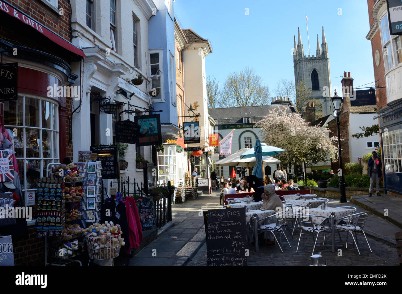 A view down Church Street in Windsor. the street has lots of interesting tourist shops and cafés. Stock Photo