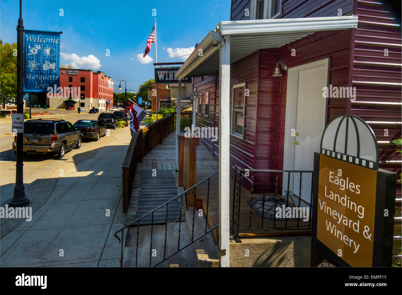 Downtown shopping area in Marquette, Iowa Stock Photo